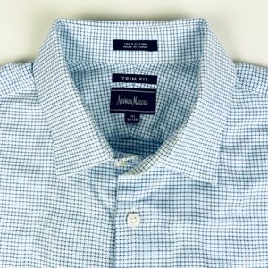 Neiman Marcus mens button dress shirt Sz 15.5 nailhead pattern 34/35 sleeve